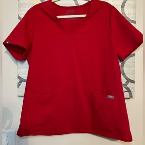 Figs Winning Red Casma Scrub Top Size: L